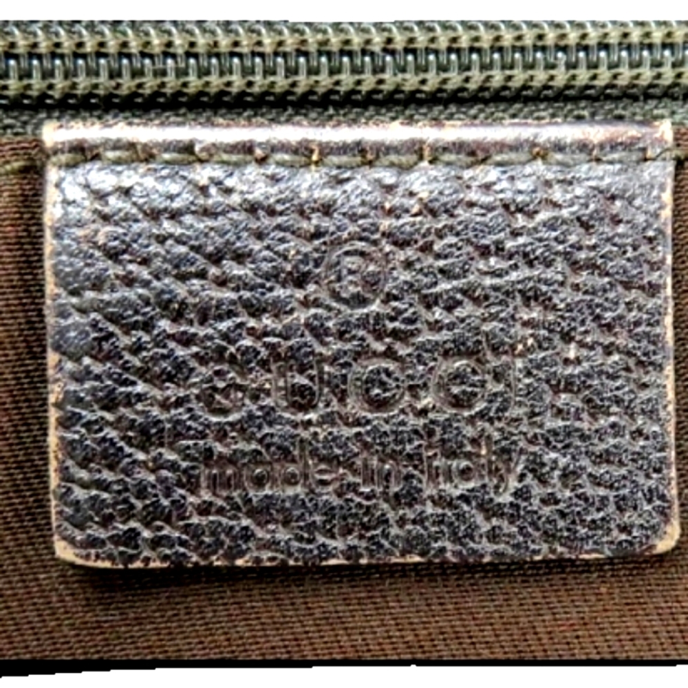 👜  GUCCi ®️  Brown Monogram Cloth & Leather Shoulder Bag Purse - Picture 11 of 16